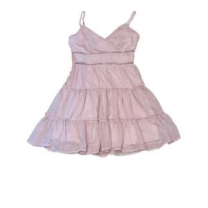 Altar’d State XS tiered Mini Dress light Pink ruffled lined cottagecore coquette